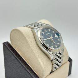Pre Owned Rolex Datejust 126234 Automatic Blue Diamond 18K White Gold Stainless Steel Men's Wristwatch 36 mm