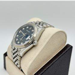 Pre Owned Rolex Datejust 126234 Automatic Blue Diamond 18K White Gold Stainless Steel Men's Wristwatch 36 mm
