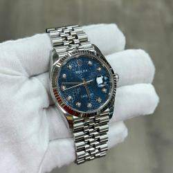 Pre Owned Rolex Datejust 126234 Automatic Blue Diamond 18K White Gold Stainless Steel Men's Wristwatch 36 mm
