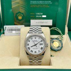 Pre Owned Rolex Datejust 126234 Automatic White Stainless Steel 18K White Gold Men's Wristwatch 36 mm