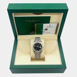 Pre Owned Rolex Datejust 126284RBR Automatic Black Diamond Stainless Steel Men's Wristwatch 36 mm
