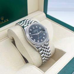 Pre Owned Rolex Datejust 126284RBR Automatic Black Diamond Stainless Steel Men's Wristwatch 36 mm