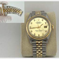Pre Owned Rolex Datejust 1601 Automatic Champagne Diamond 14k Yellow Gold Stainless Steel Men's Wristwatch 36 mm