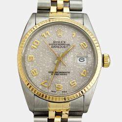 Pre Owned Rolex Datejust 16013 Automatic Jubilee Arabic 18K Yellow Gold Stainless Steel Men's Wristwatch 36 mm
