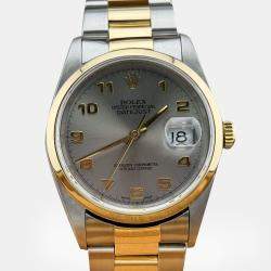 Pre Owned Rolex Datejust 16203 Automatic Slate Stainless Steel 18K Yellow Gold Men's Wristwatch 36 mm