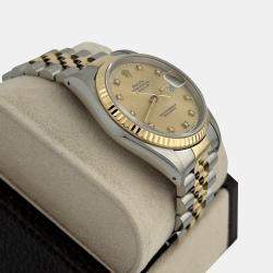 Pre Owned Rolex Datejust 16233 Automatic Champagne Diamond 18K Yellow Gold Stainless Steel Men's Wristwatch 36 mm