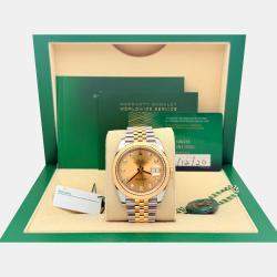 Pre Owned Rolex Datejust 126333 Automatic Champagne Diamond 18K Yellow Gold Stainless Steel Men's Wristwatch 41 mm