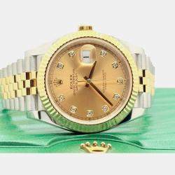 Pre Owned Rolex Datejust 126333 Automatic Champagne Diamond 18K Yellow Gold Stainless Steel Men's Wristwatch 41 mm