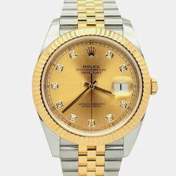 Pre Owned Rolex Datejust 126333 Automatic Champagne Diamond 18K Yellow Gold Stainless Steel Men's Wristwatch 41 mm