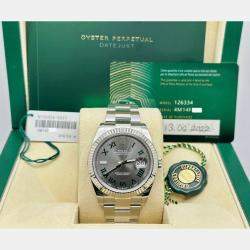 Pre Owned Rolex Datejust 126334 Automatic Slate 18K White Gold Stainless Steel Men's Wristwatch 41 mm