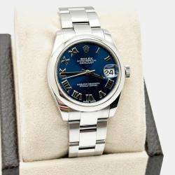Pre Owned Rolex Datejust 178240 Automatic Blue Stainless Steel Men's Wristwatch 31 mm