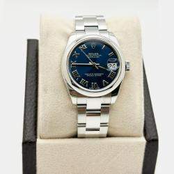 Pre Owned Rolex Datejust 178240 Automatic Blue Stainless Steel Men's Wristwatch 31 mm