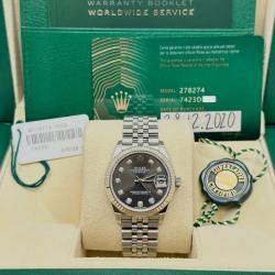 Pre Owned Rolex Datejust 278274 Automatic Grey Diamond 18K White Gold Stainless Steel Men's Wristwatch 31 mm