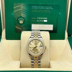 Pre Owned Rolex Datejust 278383RBR Automatic Diamond 18K Rose Gold Stainless Steel Men's Wristwatch 31 mm