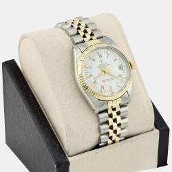 Pre Owned Rolex Datejust 6824 Automatic White 14K Yellow Gold Stainless Steel Men's Wristwatch 31 mm