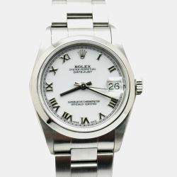 Pre Owned Rolex Datejust 68240 Automatic White Stainless Steel Men's Wristwatch 31 mm