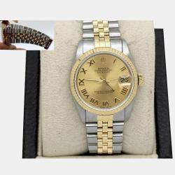 Pre Owned Rolex Datejust 68273 Automatic Champagne 18K Yellow Gold Stainless Steel Men's Wristwatch 31 mm