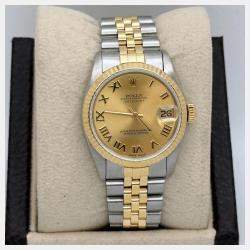 Pre Owned Rolex Datejust 68273 Automatic Champagne 18K Yellow Gold Stainless Steel Men's Wristwatch 31 mm