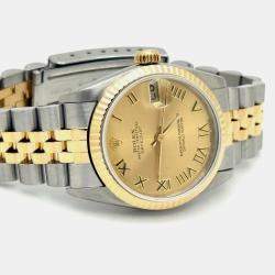 Pre Owned Rolex Datejust 68273 Automatic Champagne 18K Yellow Gold Stainless Steel Men's Wristwatch 31 mm
