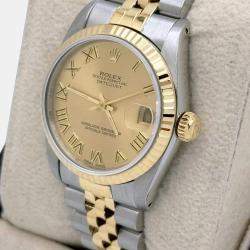 Pre Owned Rolex Datejust 68273 Automatic Champagne 18K Yellow Gold Stainless Steel Men's Wristwatch 31 mm