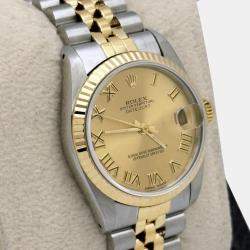 Pre Owned Rolex Datejust 68273 Automatic Champagne 18K Yellow Gold Stainless Steel Men's Wristwatch 31 mm