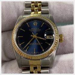 Pre Owned Rolex Datejust 78273 Automatic Blue 18K Yellow Gold Stainless Steel Men's Wristwatch 31 mm