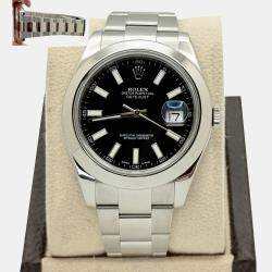 Pre Owned Rolex Datejust II 116300 Automatic Black Stainless Steel Men's Wristwatch 41 mm