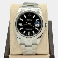Pre Owned Rolex Datejust II 116300 Automatic Black Stainless Steel Men's Wristwatch 41 mm