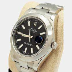 Pre Owned Rolex Datejust II 116300 Automatic Black Stainless Steel Men's Wristwatch 41 mm