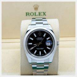 Pre Owned Rolex Datejust II 116300 Automatic Black Stainless Steel Men's Wristwatch 41 mm