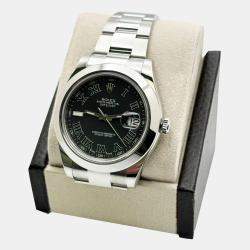 Pre Owned Rolex Datejust II 116300 Automatic Black Stainless Steel Men's Wristwatch 41 mm