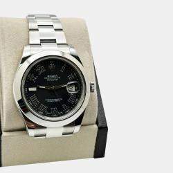 Pre Owned Rolex Datejust II 116300 Automatic Black Stainless Steel Men's Wristwatch 41 mm