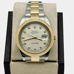Pre Owned Rolex Datejust II 116333 Automatic Ivory Diamond 18K Yellow Gold Stainless Steel Men's Wristwatch 41 mm