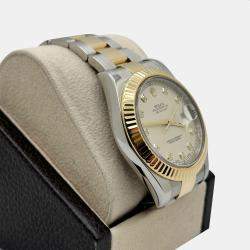 Pre Owned Rolex Datejust II 116333 Automatic Ivory Diamond 18K Yellow Gold Stainless Steel Men's Wristwatch 41 mm