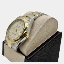Pre Owned Rolex Datejust II 116333 Automatic Ivory Diamond 18K Yellow Gold Stainless Steel Men's Wristwatch 41 mm
