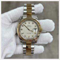Pre Owned Rolex Datejust II 116333 Automatic Ivory Diamond 18K Yellow Gold Stainless Steel Men's Wristwatch 41 mm