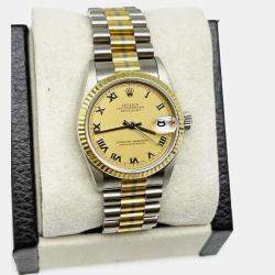 Pre Owned Rolex President Datejust Tridor 78279 Automatic 18K Yellow Rose White Gold Men's Wristwatch 31 mm