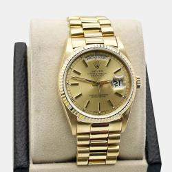 Pre Owned Rolex President Day Date 18238 Automatic 18K Yellow Gold Men's Wristwatch 36 mm
