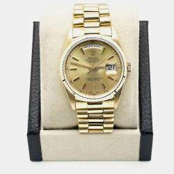 Pre Owned Rolex President Day Date 18238 Automatic 18K Yellow Gold Men's Wristwatch 36 mm