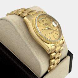 Pre Owned Rolex President Day Date 18078 Automatic Champagne 18K Yellow Gold Men's Wristwatch 36 mm