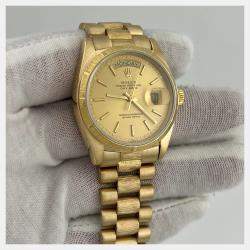 Pre Owned Rolex President Day Date 18078 Automatic Champagne 18K Yellow Gold Men's Wristwatch 36 mm