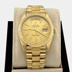 Pre Owned Rolex President Day Date 18078 Automatic Champagne 18K Yellow Gold Men's Wristwatch 36 mm