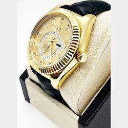 Pre Owned Rolex Sky Dweller 326138 Automatic Champagne 18K Yellow Gold Men's Wristwatch 42 mm