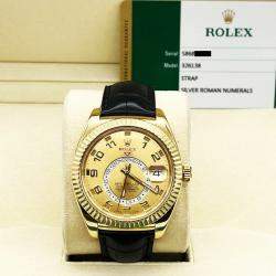 Pre Owned Rolex Sky Dweller 326138 Automatic Champagne 18K Yellow Gold Men's Wristwatch 42 mm