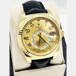 Pre Owned Rolex Sky Dweller 326138 Automatic Champagne 18K Yellow Gold Men's Wristwatch 42 mm