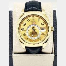 Pre Owned Rolex Sky Dweller 326138 Automatic Champagne 18K Yellow Gold Men's Wristwatch 42 mm