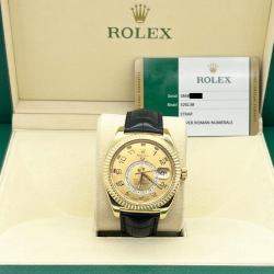Pre Owned Rolex Sky Dweller 326138 Automatic Champagne 18K Yellow Gold Men's Wristwatch 42 mm