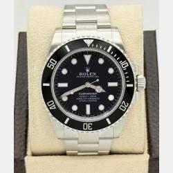 Pre Owned Rolex Submariner 124060 Automatic Black Ceramic Stainless Steel Men's Wristwatch 41 mm