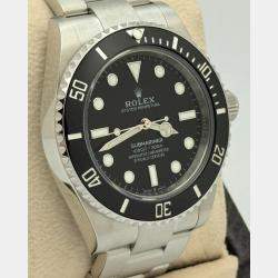 Pre Owned Rolex Submariner 124060 Automatic Black Ceramic Stainless Steel Men's Wristwatch 41 mm