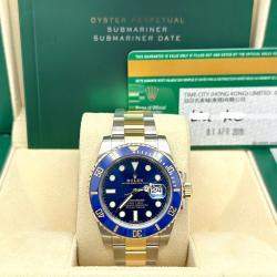 Pre Owned Rolex Submariner 116613LB Automatic Blue 18K Yellow Gold Stainless Steel Men's Wristwatch 40 mm